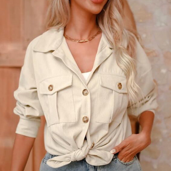 Corduroy jacket for women with double chest pockets Lune London