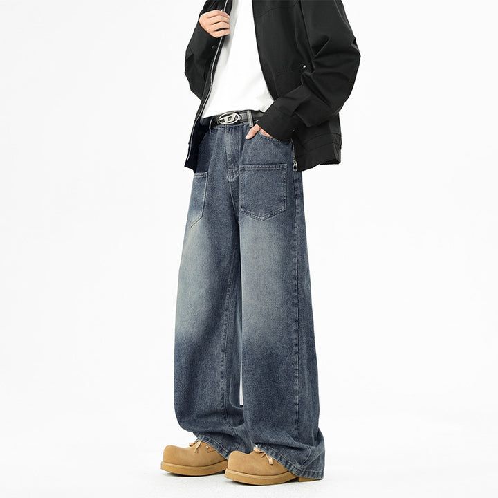 Denim pants for women, wide fit with elastic waistband and modern details Lune London