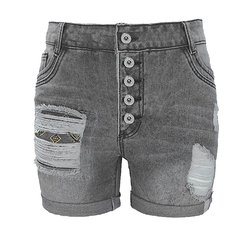Ladies fashionable destroyed denim shorts Lune London