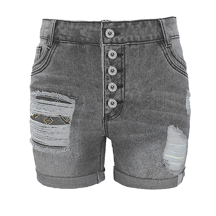 Ladies fashionable destroyed denim shorts Lune London