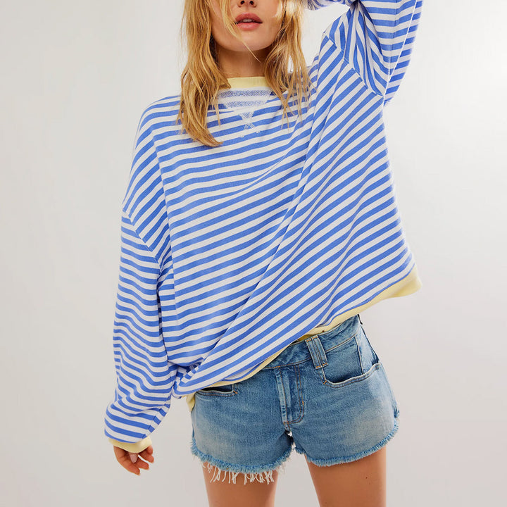 Casual sweatshirt for women with colorful striped pattern and comfortable fit Lune London