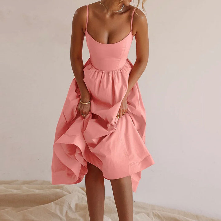 Airy maxi dress for women with thin straps and an elastic waistband Lune London
