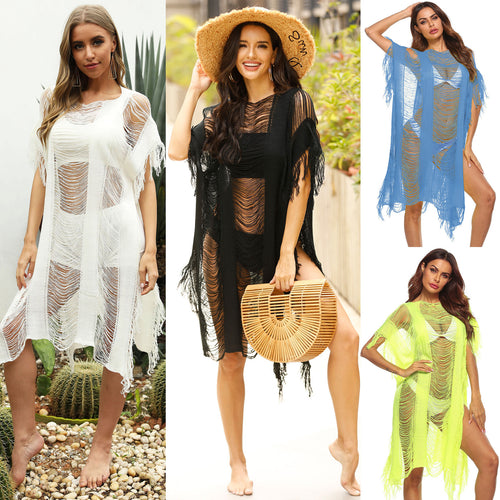 Ladies Bohemian Chic Fringe Cover-up Kaftan Lune London