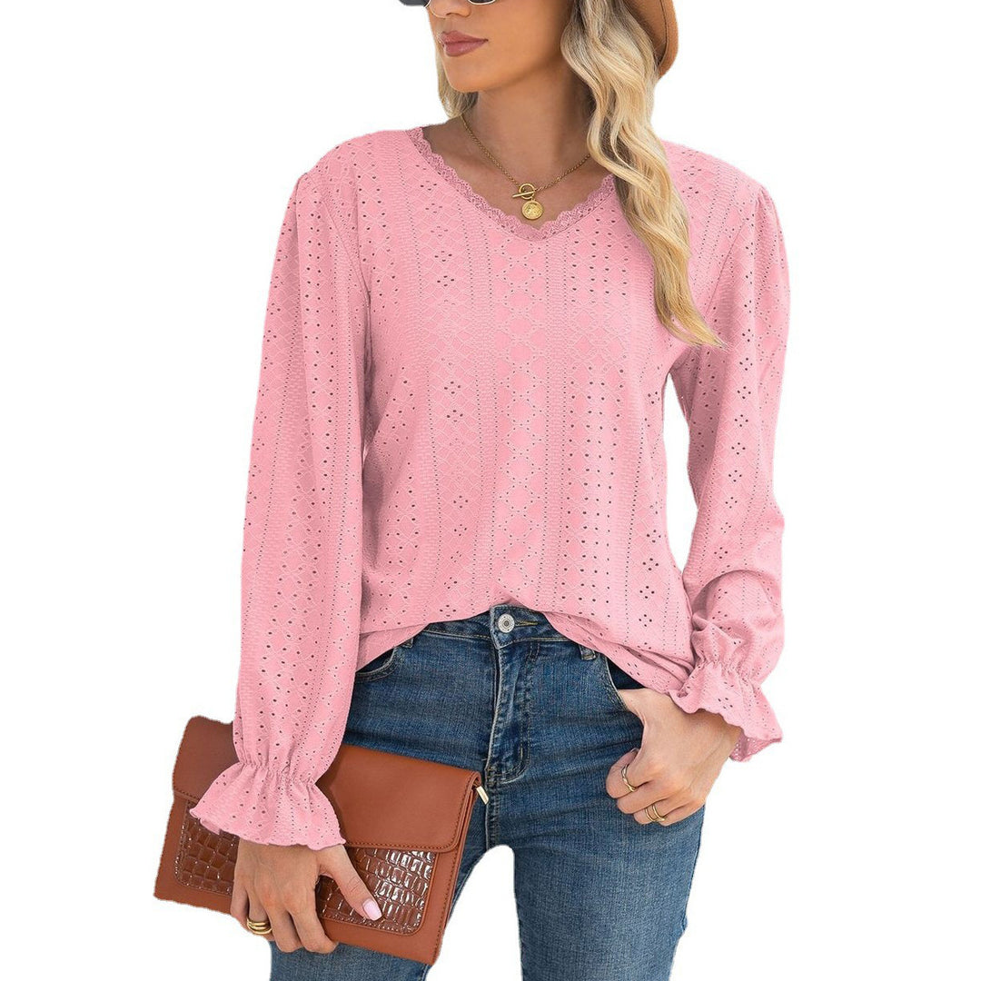 Ladies' blouse with openwork pattern and elasticated sleeve cuffs Lune London