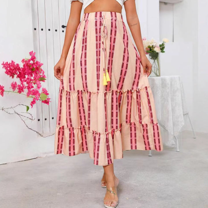 Maxi skirt for women with shelf design and drawstring belt Lune London
