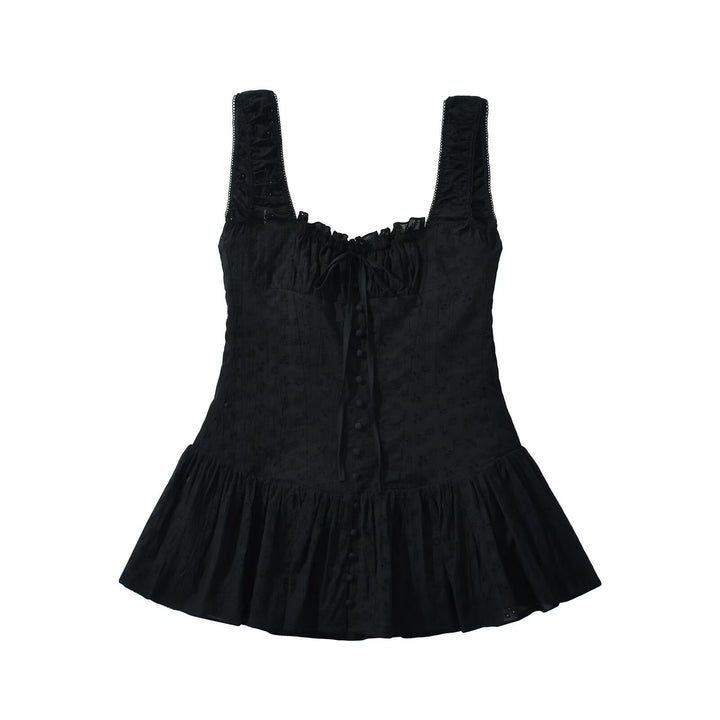 Casual ruffled blouse for women with delicate embroidery Lune London