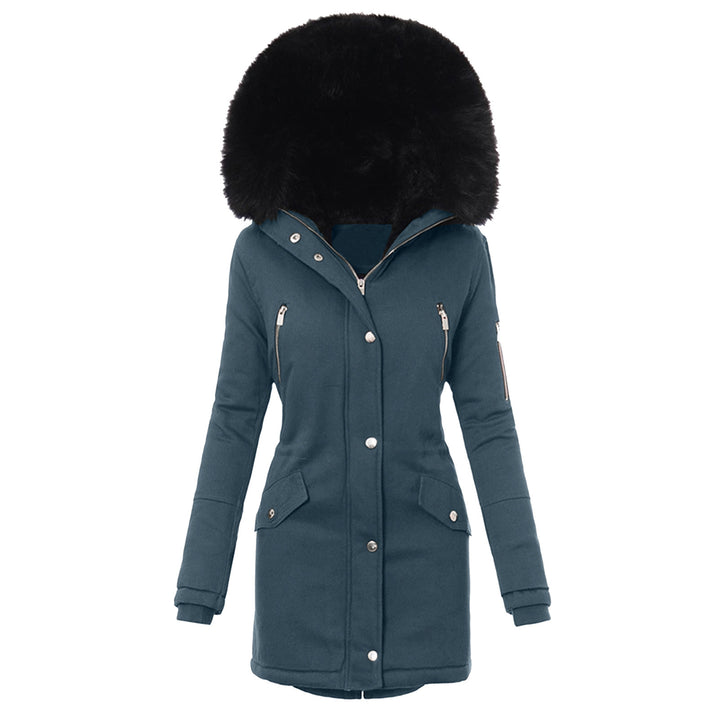 Ladies winter parka with removable faux fur collar and practical zip pockets Lune Londonl