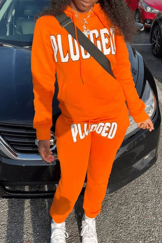 Women's plush hoodie and jogger set with catchy inscription Lune London