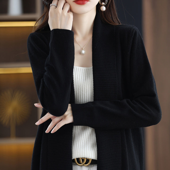 Cardigan for women with elegant ribbed structures and an open cut Lune London