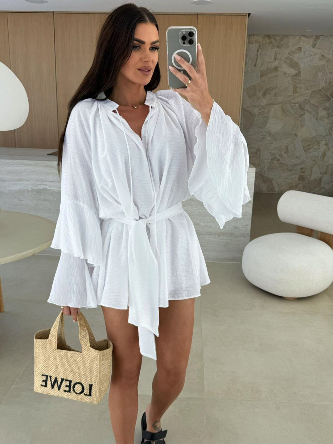 Ladies Mini Dress With Bell Sleeves Lune London