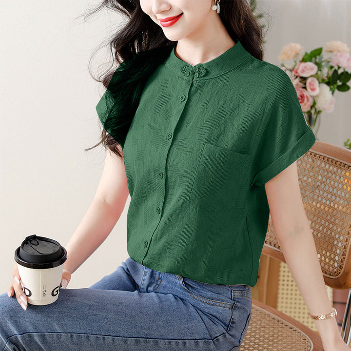 Elegant women's structured blouse with short sleeves Lune London