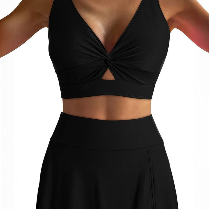 Women's Sporty Bikini Set with Fashionable Wrap Top and Chic Skirt Lune London