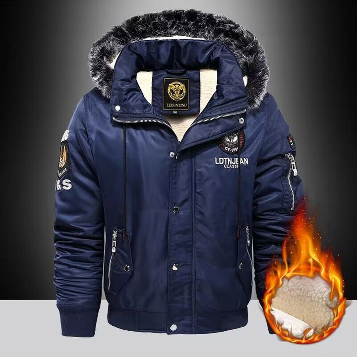 Men's winter padded jacket with removable hood and faux fur collar Lune London