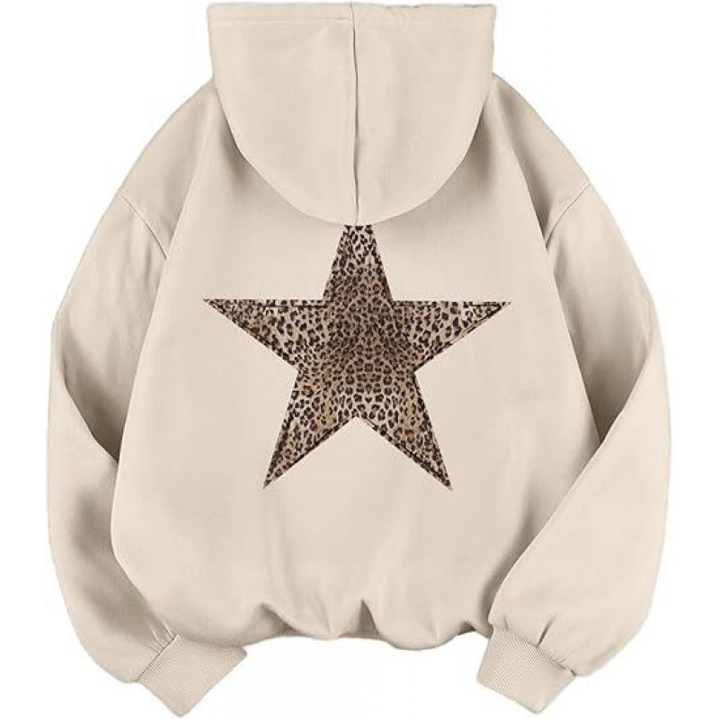 Women's hoodie with stylish leopard star design and relaxed fit Lune London