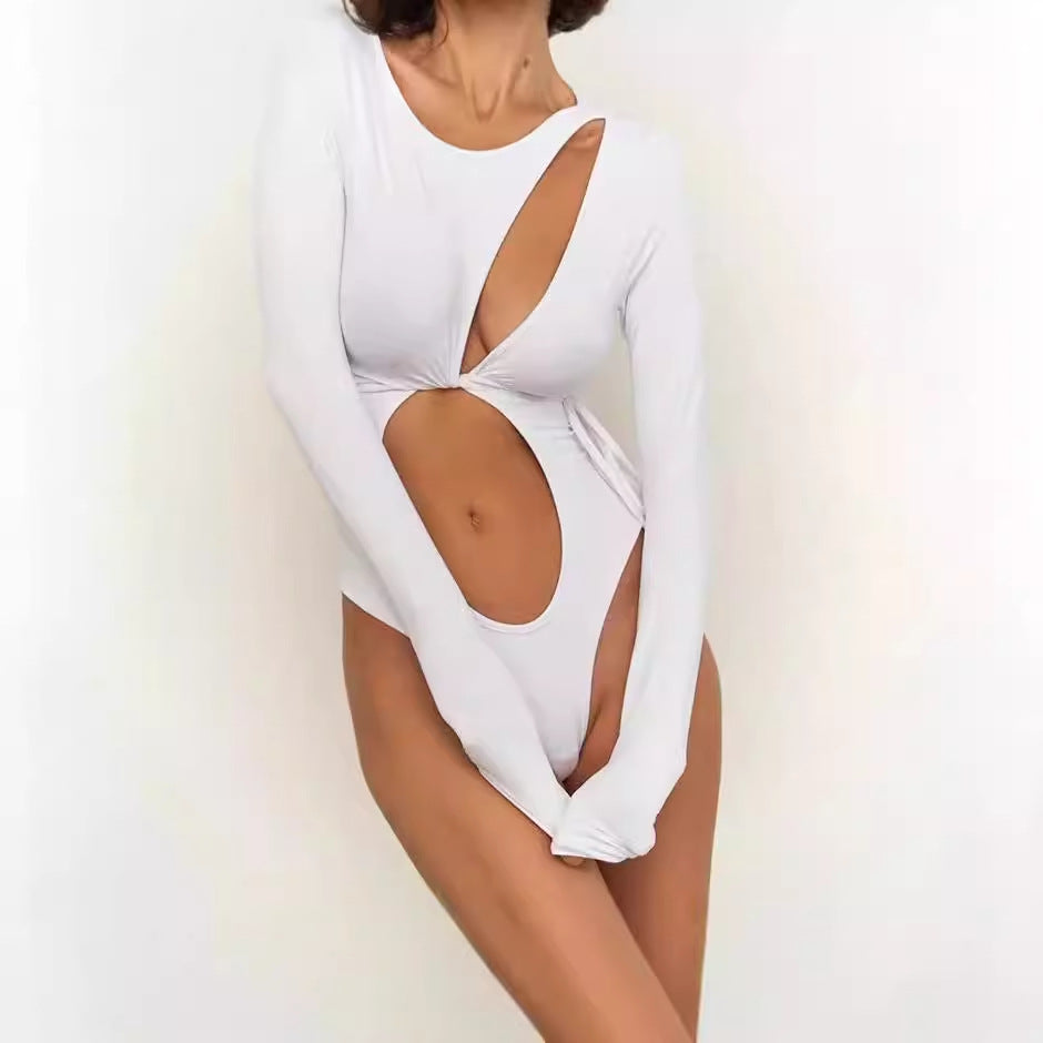 One-piece swimsuit for women with innovative cut and long sleeves Lune London
