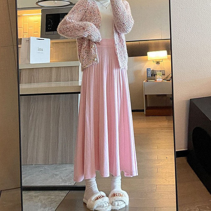 Pleated maxi skirt for ladies in soft material Lune London