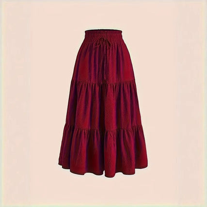 Maxi skirt for women with elastic waist and ruffled design Lune London