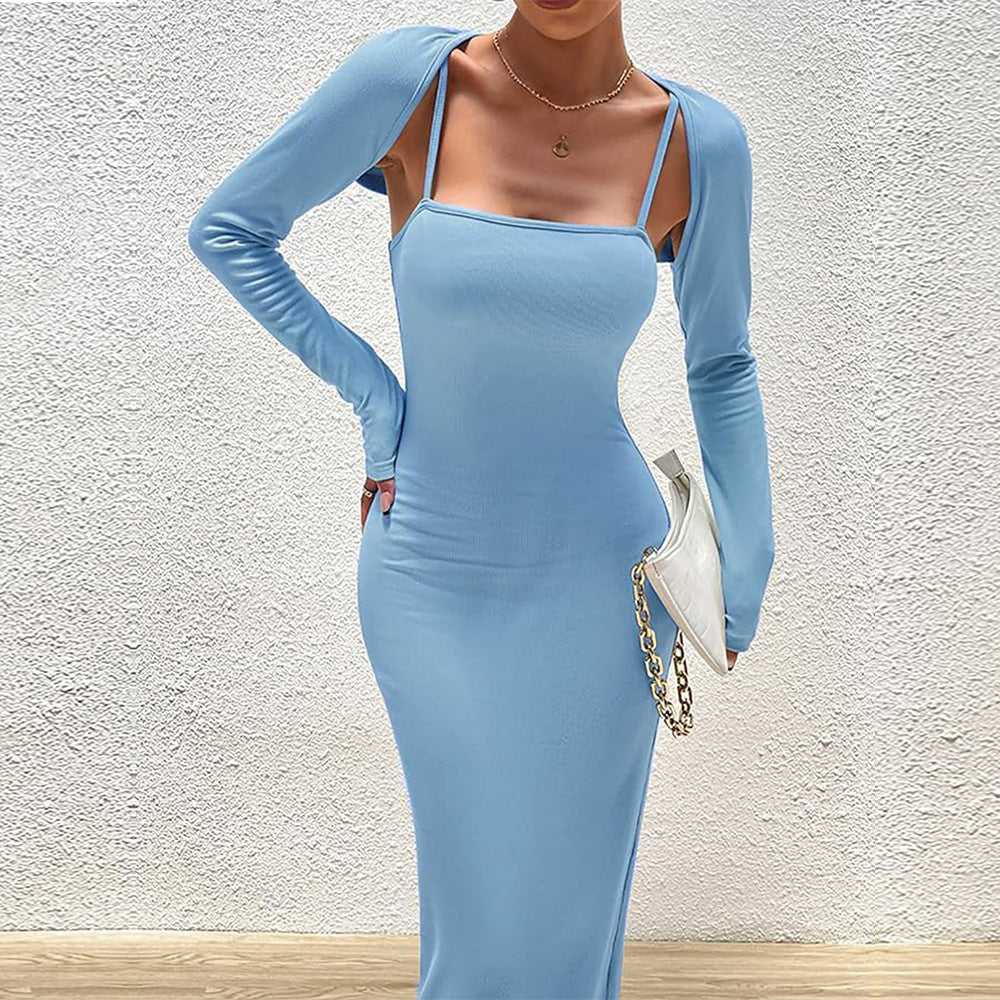 Robe maxi à manches longues pour femmes avec encolure carrée élégante et coupe flatteuse pour la silhouette Chic & Stil