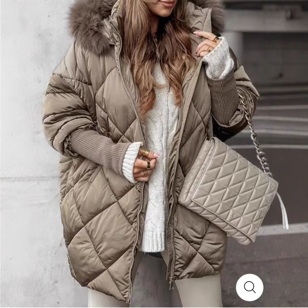 Women Quilted Winter Parka with Removable Hood Lune London