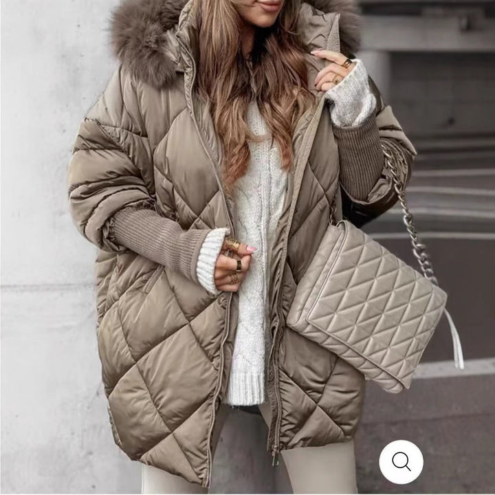 Women Quilted Winter Parka with Removable Hood Lune London
