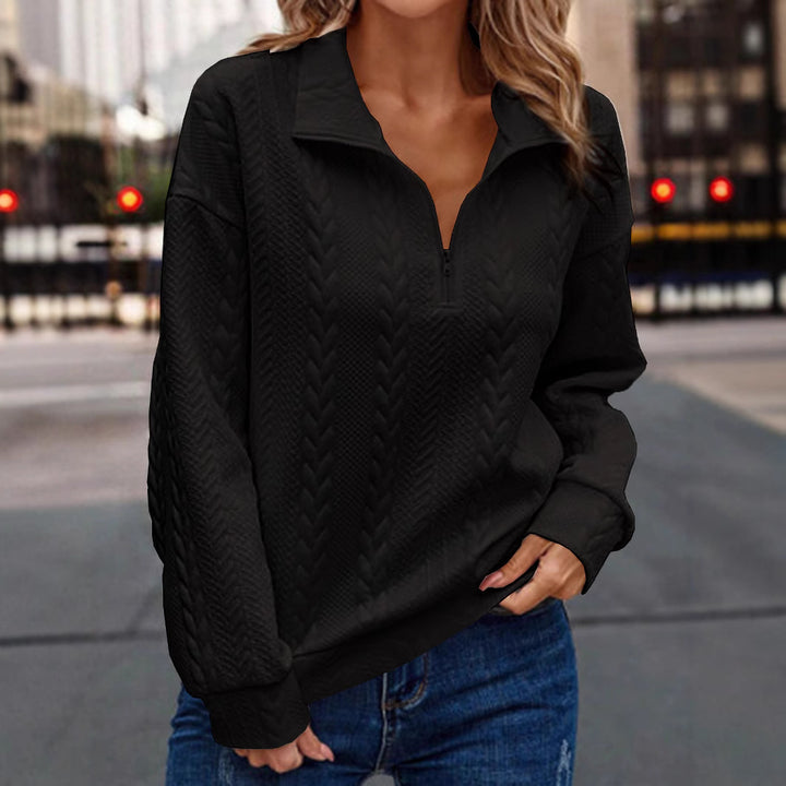 Knit sweater for women with high collar and zipper Lune London