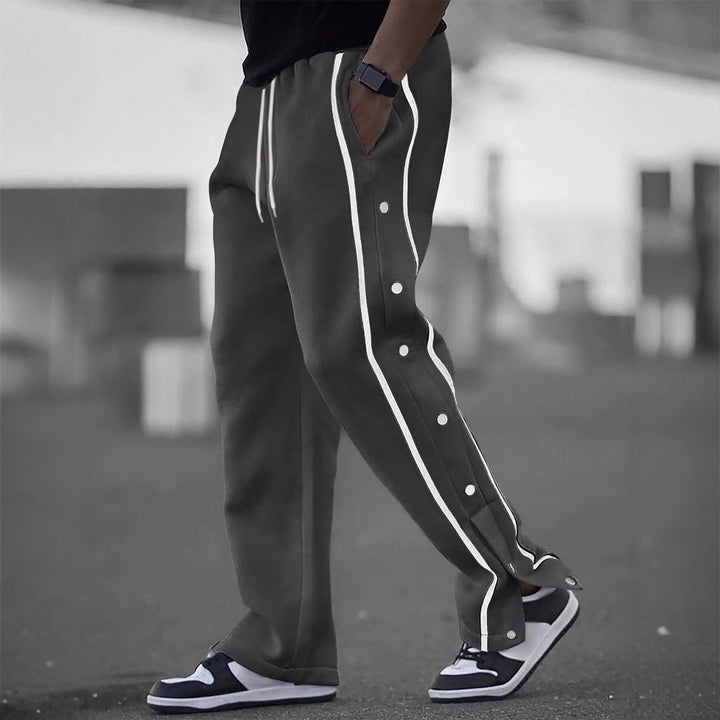 Sporty casual pants for men with side snap buttons Lune London