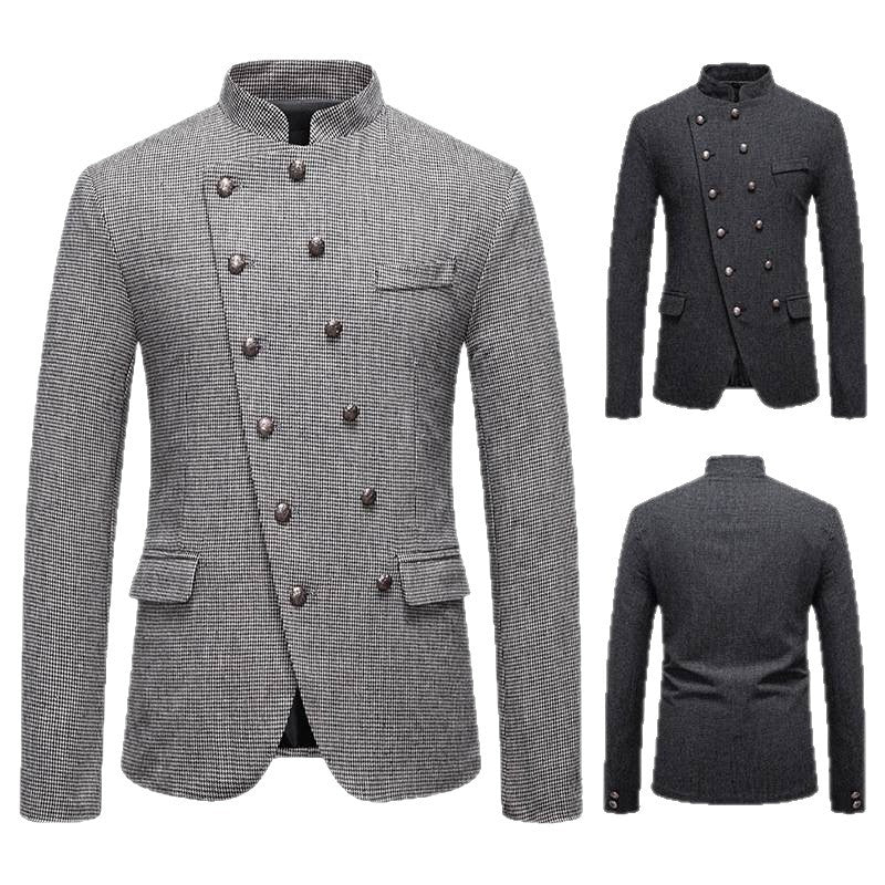 Double-breasted men's blazer with a modern plaid pattern Lune London