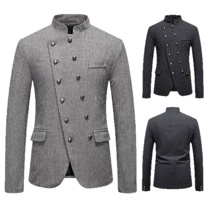 Double-breasted men's blazer with a modern plaid pattern Lune London