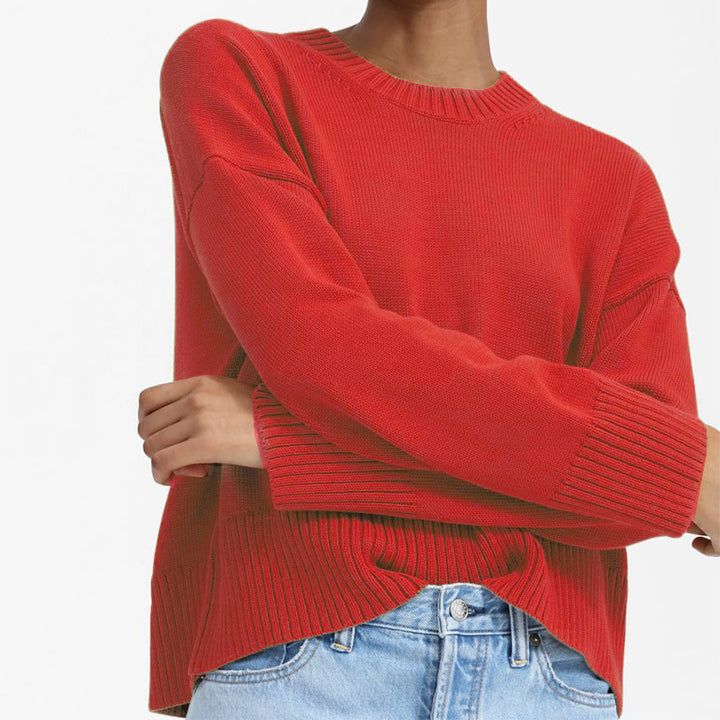 Ladies Thick Knit Sweater with Loose Fit and Casual Chic Design