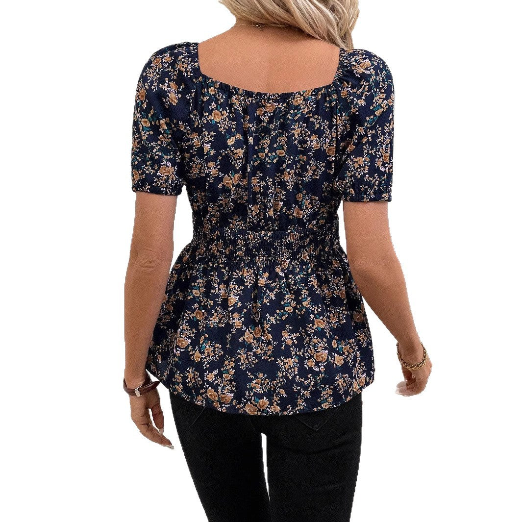 Lune London puff sleeve blouse for women with a floral pattern