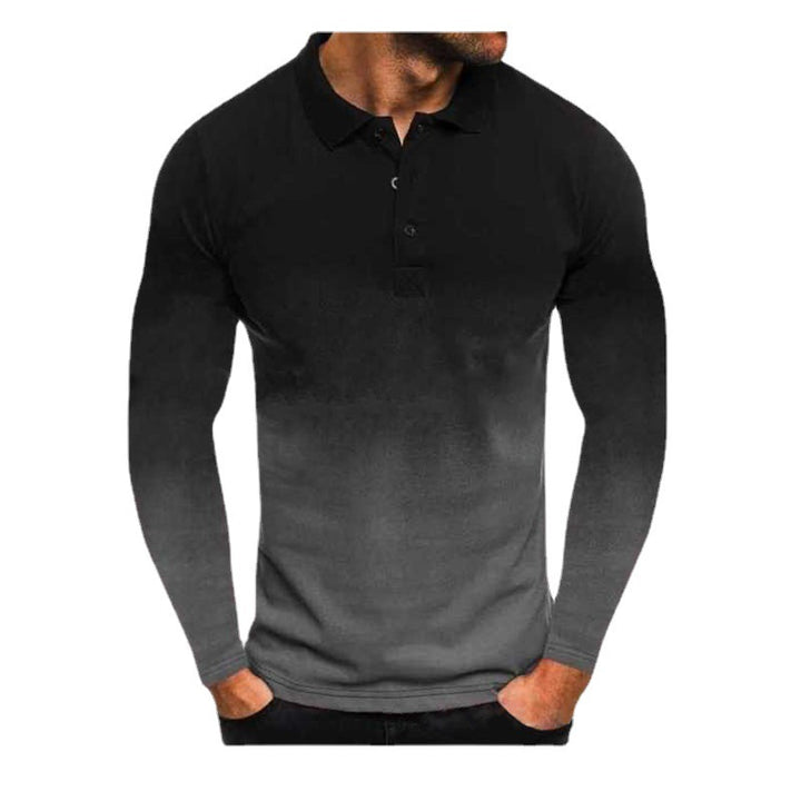 Men's long sleeve polo with a modern gradient of colors and performance material Lune London