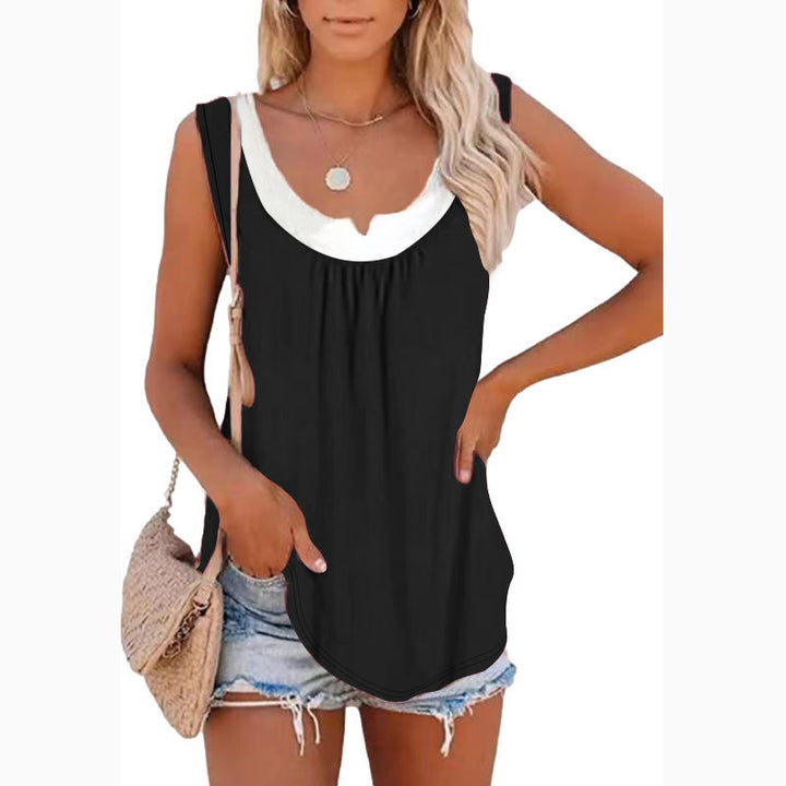 Sleeveless tank top for women with decorative V-neckline and casual fit Lune London