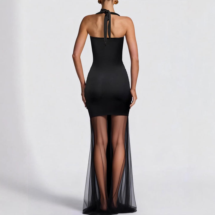 Women's elegant bodycon dress with sophisticated mesh insert Lune London