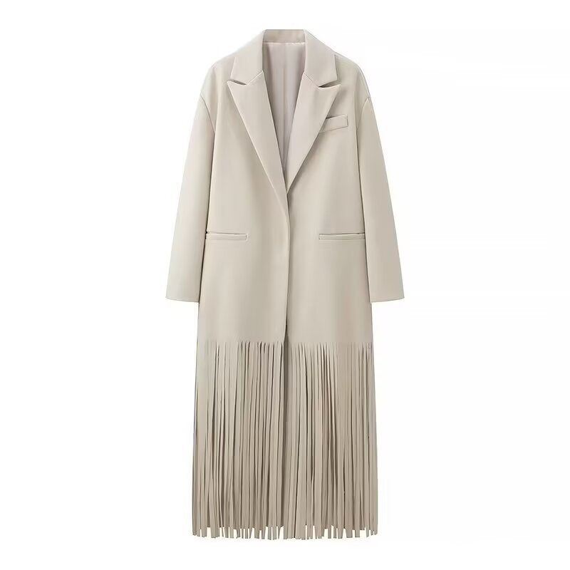 Manteau trench élégant pour femmes avec des détails à franges et une coupe ajustée Chic & Stil