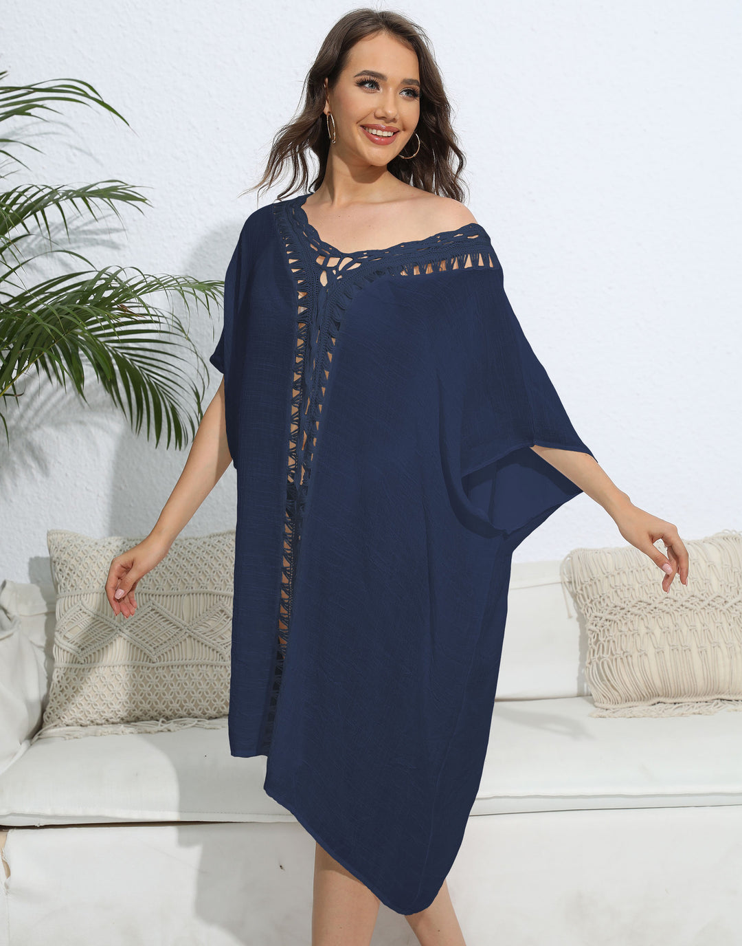 Women Boho lace swimsuit neckline tunic Lune London