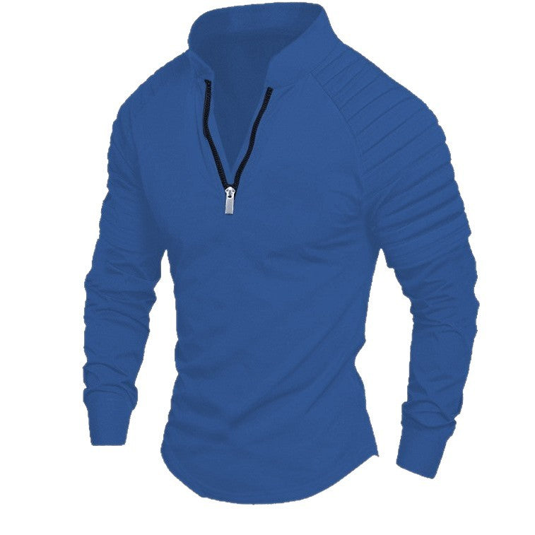 Men's long sleeve sports T-shirt with high collar and zipper Lune London