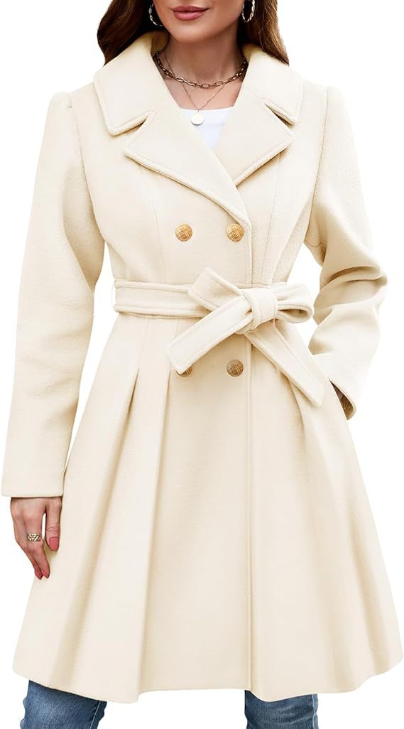 Wrap coat for women in classic style with double-breasted buttons and belt Lune London