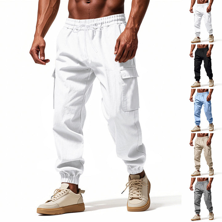 Men's cargo jogger pants with elastic waistband and practical side pockets Lune London