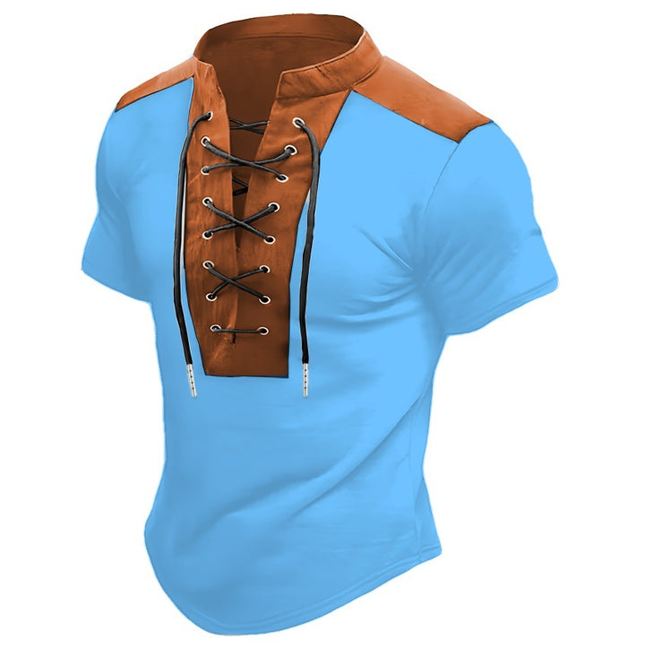 Men Leisure Short Sleeve Lace-Up Top Lune London