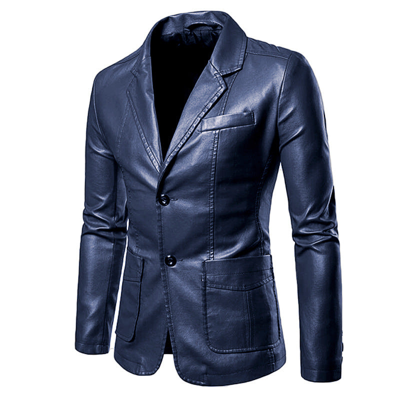 Elegant faux leather jacket for men with modern cut and practical pockets Lune London