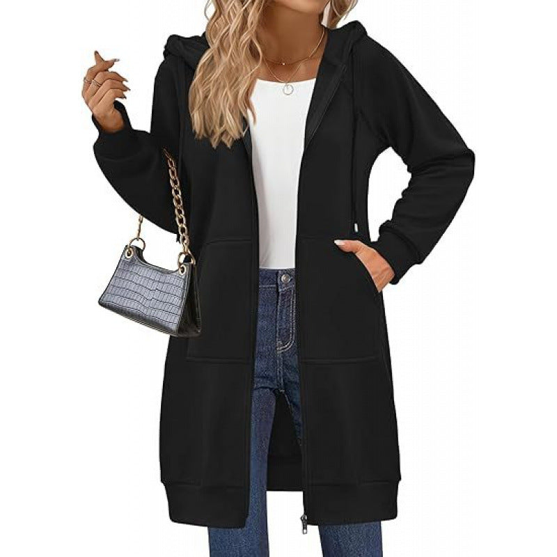 Fashion hooded jacket for women with side pockets and zipper Lune London