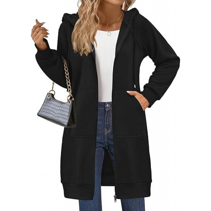 Fashion hooded jacket for women with side pockets and zipper Lune London