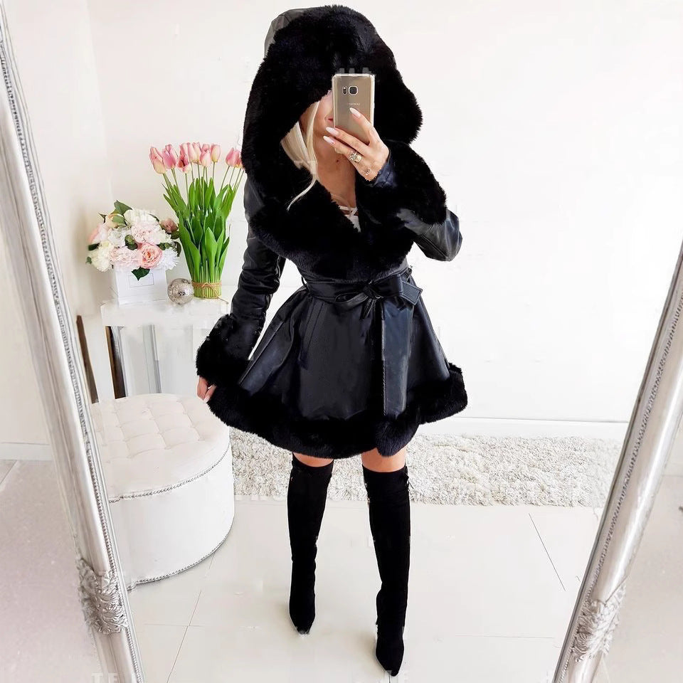 Trendy faux leather jacket for women with sherpa lining Lune London