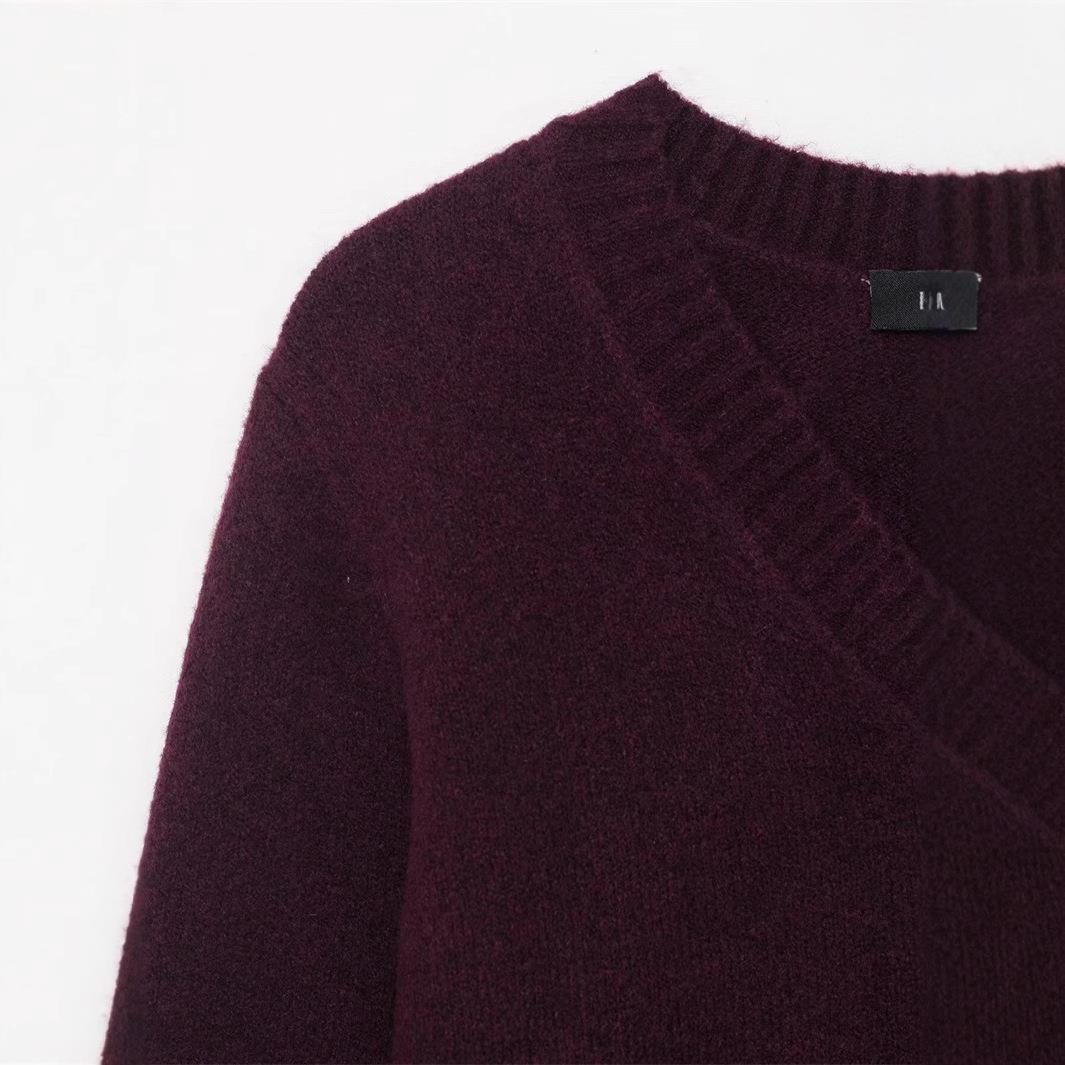 Lune London High Quality Cotton Blend V Neck Knit Sweater for Women