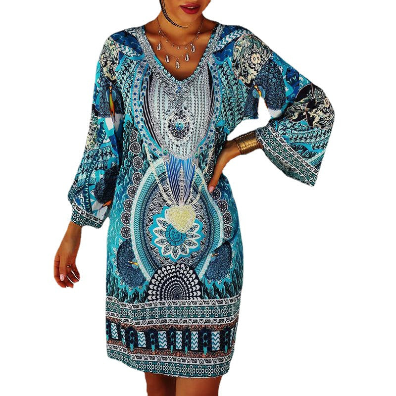 Lune London Bohemian Print Cover-Up Dress for Women