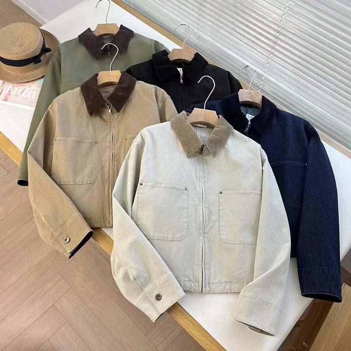 Veste de transition cropped chic pour femmes avec pilier en cordon intemporel Chic & Stil