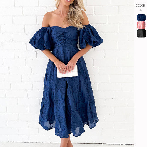 Chic & Stylish Floral Design Puff Sleeve Midi Dress for Women