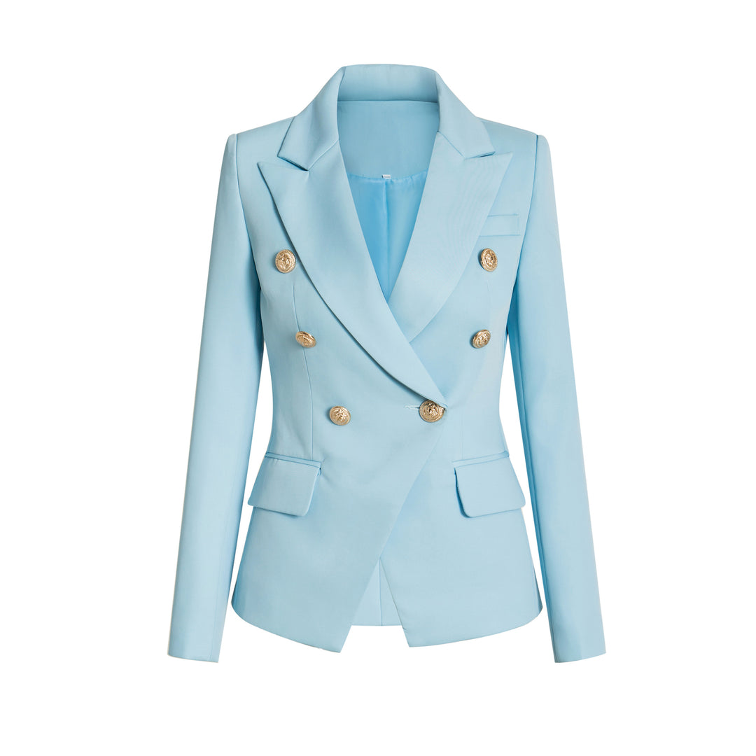 Ladies Elegant Double-Breasted Blazer with Golden Buttons Lune London