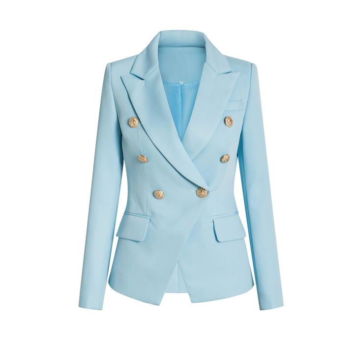 Ladies Elegant Double-Breasted Blazer with Golden Buttons Lune London