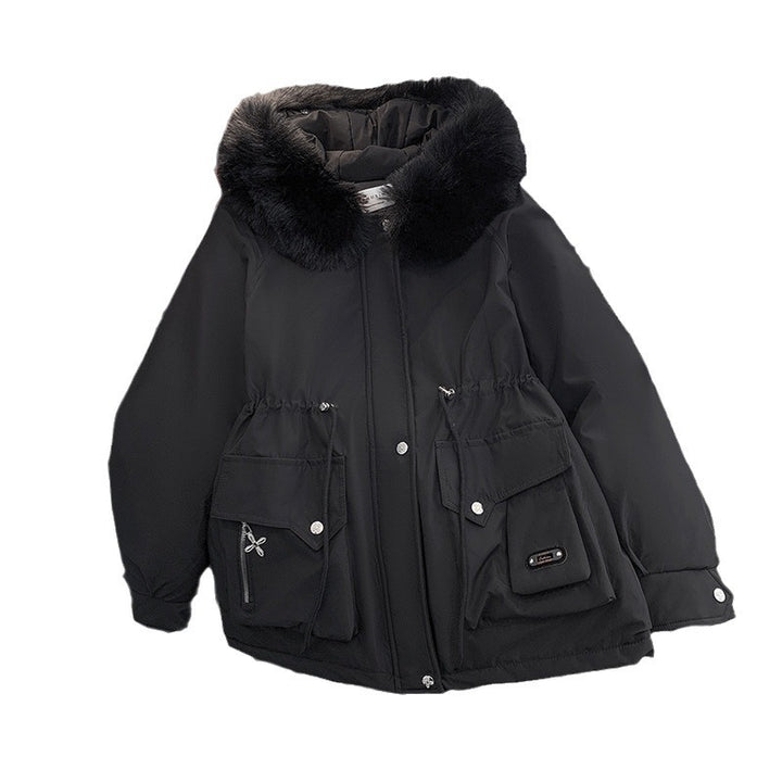 Lady winter coat with removable faux fur collar and practical pockets Lune London